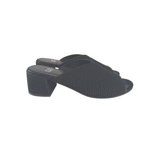 Eileen Fisher Women's Fave Black Stretch Fabric Block Heel Sandals Size 7.5
